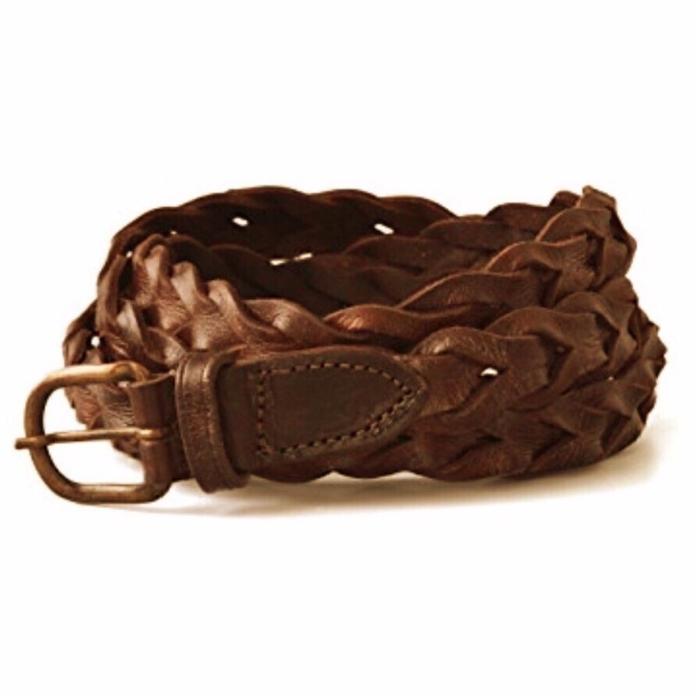 Motif 56  genuine leather braided belt, brown.